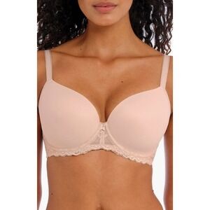 FREYA Offbeat Underwire Demi Plunge Molded Bra Natural Beige Nude Women Size 36G